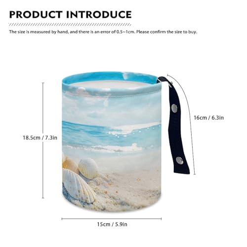Image of Beach Sea Car Trash Can, Kitchen Camping Trash Can, Women's Car Accessories, Car Seat Back Use Interior Accessories Storage Bag Collapsible Trash Container