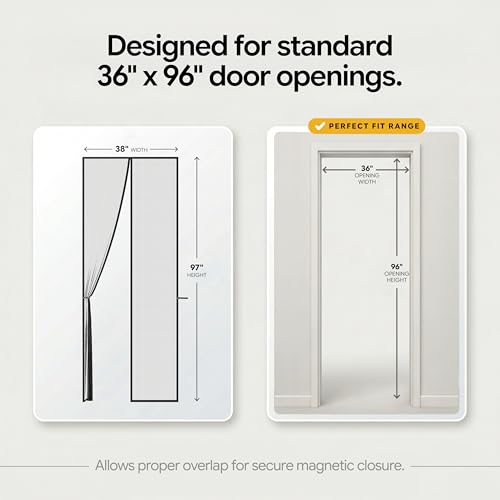 Image of AUGO Heavy Duty Magnetic Screen Door - Fiberglass Pet Resistant Mesh, Self Sealing Hands Free Magnetic Closure, Tear Resistant Door Screen Keeps Bugs Out, Patent Pending Keep Open Feature - 38 inch x 97 inch