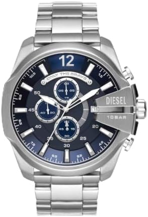 Diesel Mega Chief Uhr für Herren, Chronographenwerk mit Edelstahlarmband