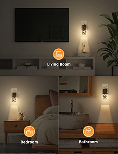 Specmsky Night Lights Plug Into Wall, 3000K Soft White,2 Pack Led Night Light With Dusk-To-Dawn Sensor, Low Blue Light,Dimmable Nightlight For Bedroom, Kitchen,Hallway #TOP3