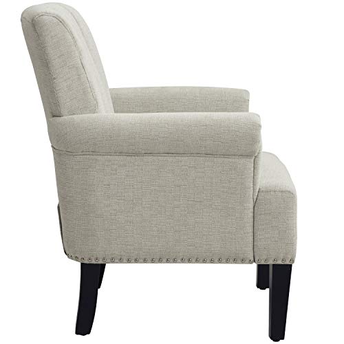 Homvent Armchair W/Rivet Strim/Rolled Arms/Channel Tufted Wingback,Upholstered Reading Chair W/Tapered Wood Legs,Living Room Recliner Chair Bedroom Chair W/Padded Seat,Mid-Century Accent Chairs #TOP5