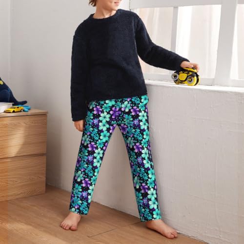 Pantalon de pyjama unisexe imprimé violet et bleu sarcelle doux - 3