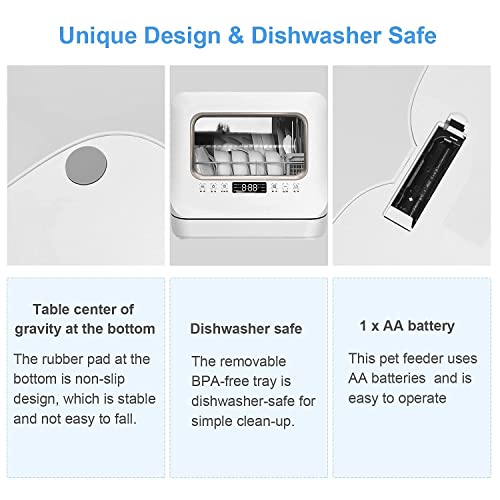 PeTnessGO Automatic 2 Meals Cat Feeder, Pet Feeder with Timer, Timed and Portion Control for Dry or Semi-Moist Food… - Image 5