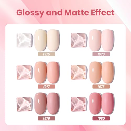 Image of Beetles Nude Pink Gel Polish - Vanilla Cloud Collection, 6 Colors Nude Pink gel polish Set Light Colors Soak Off Nail Art Manicure Salon Uv Led DIY at Home