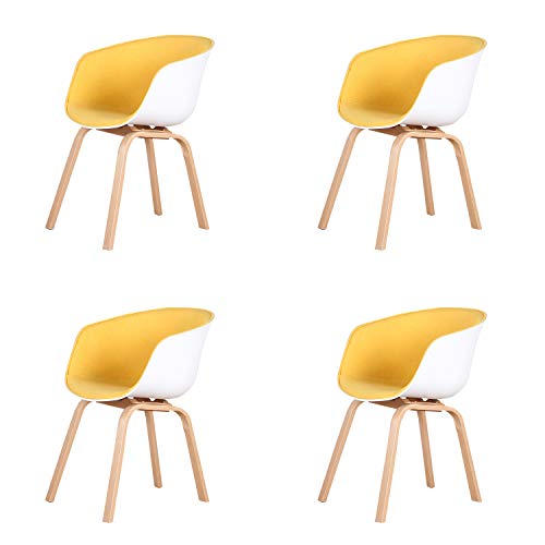 I LOVE FACE 4 Sillas De Comedor, Moderna Sillón Escandinavo, Silla De Salón Silla De Cocina Con Pies De Haya De Calidad Supermercador, Adecuado Para Cocina, Comedor, Salón,Amarillo, 4,48 x 50 x 80cm