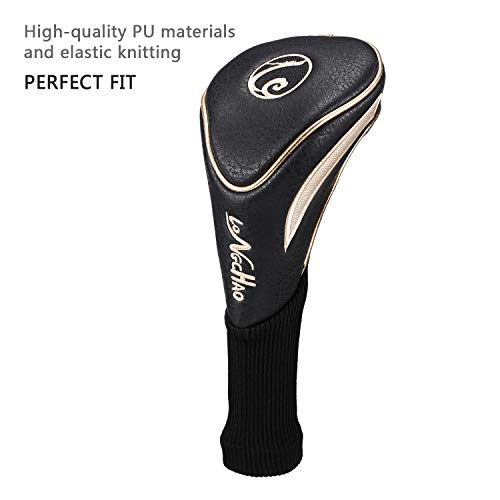 Longchao Golf Head Covers 3Pcs Set, Driver Fairway Wood Headcovers, 1 3 X Vintage Pu Headcovers For Golf Club(Golden) #TOP2