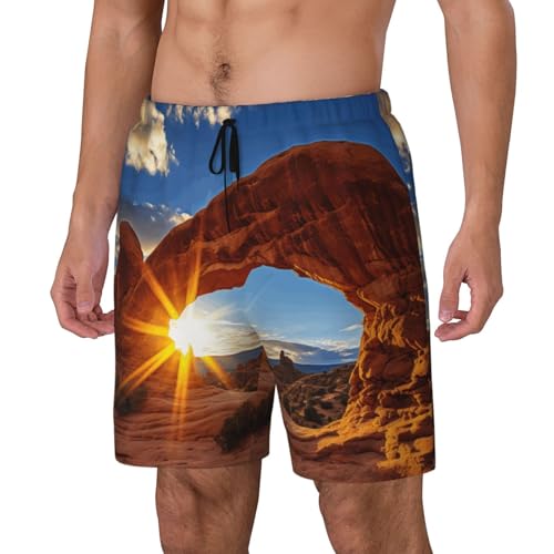 Arches National Park Men's Soft Double Swim Shorts, Lounge Swiming Shorts Pants Breathable Summer2
