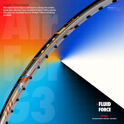 Image of Li-Ning Air Force G3 Badminton Racket with Full Cover | Max Tension : ≤30 lbs | Superlight Technology | Aerotec Beam | Dynamic Frame