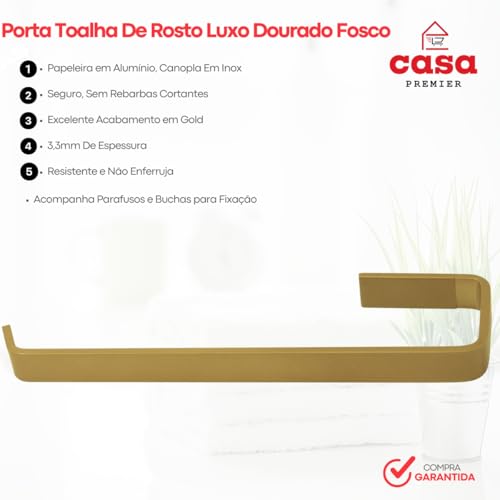 Kit Acessórios Para Banheiro Luxo 4 Peças Inox Dourado Gold