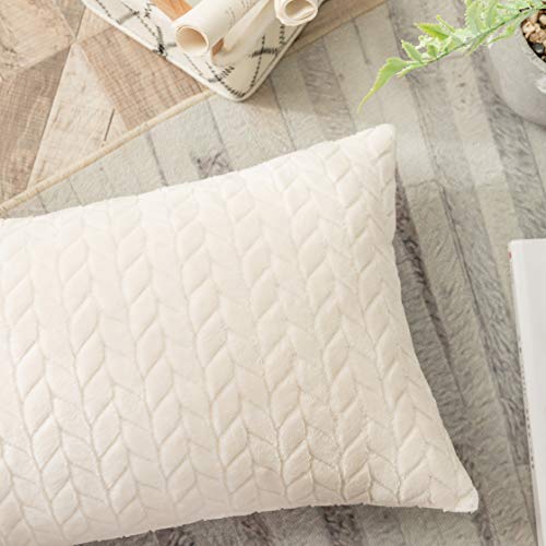 Ugasa Soft Decorative Throw Pillow Covers Set Cushion Case For Sofa/Bedroom/Car, Set Of 2, 12X20 Inch, Cream #TOP3