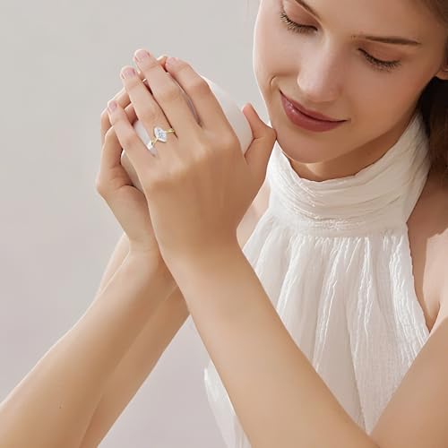 4CT Marquise Cut Moissanite Engagement Ring for Women, Moissanite Wedding Rings 14K Gold/White Gold Plated, Promise Travel Band for Anniversary, Size 5-102