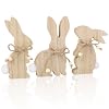 Easter Decorations for the Home Rustic Farmhouse Wooden Bunny Blocks Tiered Tray Decor Set of 3 Vintage Wood Bunnies Sign for Table Top Office Party Shelf Decoration Retro
