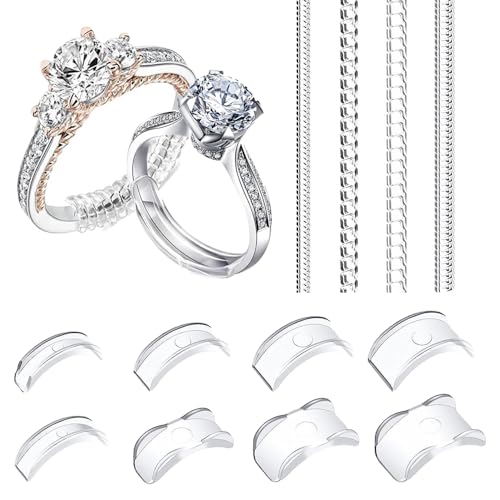 TRKETK 12 Piezas Ajustadores de Tamaño de Anillo para Anillos Sueltos, Ajustador de Tamaño de Anillo Invisible 2 Estilos Protector de Anillo Espaciador de Anillo 12 Tamaños para Casi Cualquier Anillo