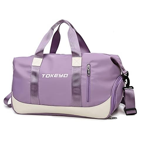 Tokeya Gym Bag Travel Duffel Handbags Large Yoga Bags 40L Fitness Bags Overnight Holdall Weekend Tote with Wet Pocket Shoe Compartment for Workout, Swimming, Training, Sports, Women Gift, Purple Cover