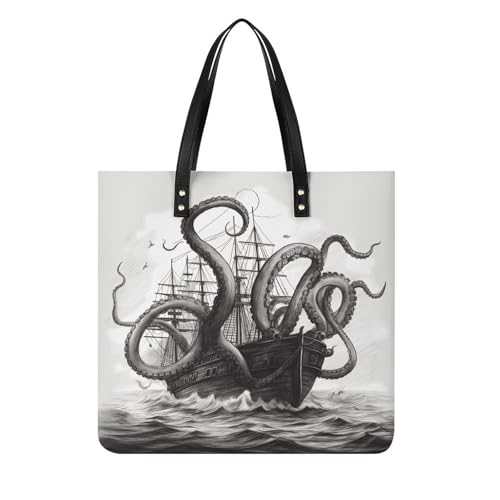 Sac à main noir et blanc pieuvre résistant et souple pour femme active