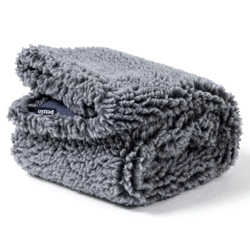 PELZIN Stoutwool Chew Proof Dog Blanket - Heavy Duty Waterproof Pet Blanket - Fluffy Dog Couch Cover Protector for Aggressive Chewers - Soft Reversible Throw Furniture Protection - Small Charcoal