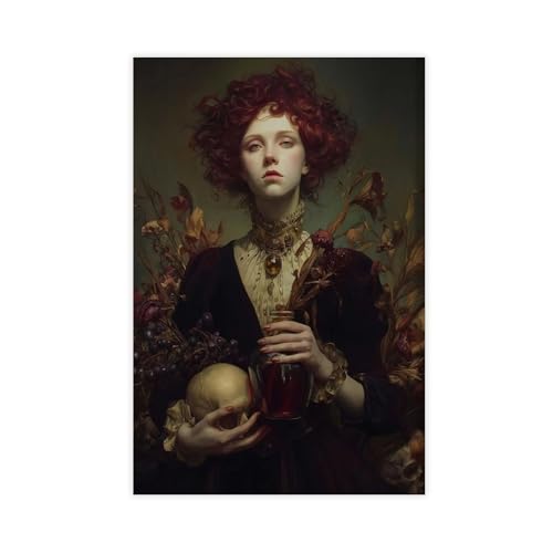 XFATGIA Póster de mujer pelirroja en lienzo, decoración de dormitorio, paisaje, oficina, habitación, regalo, 60 x 90 cm