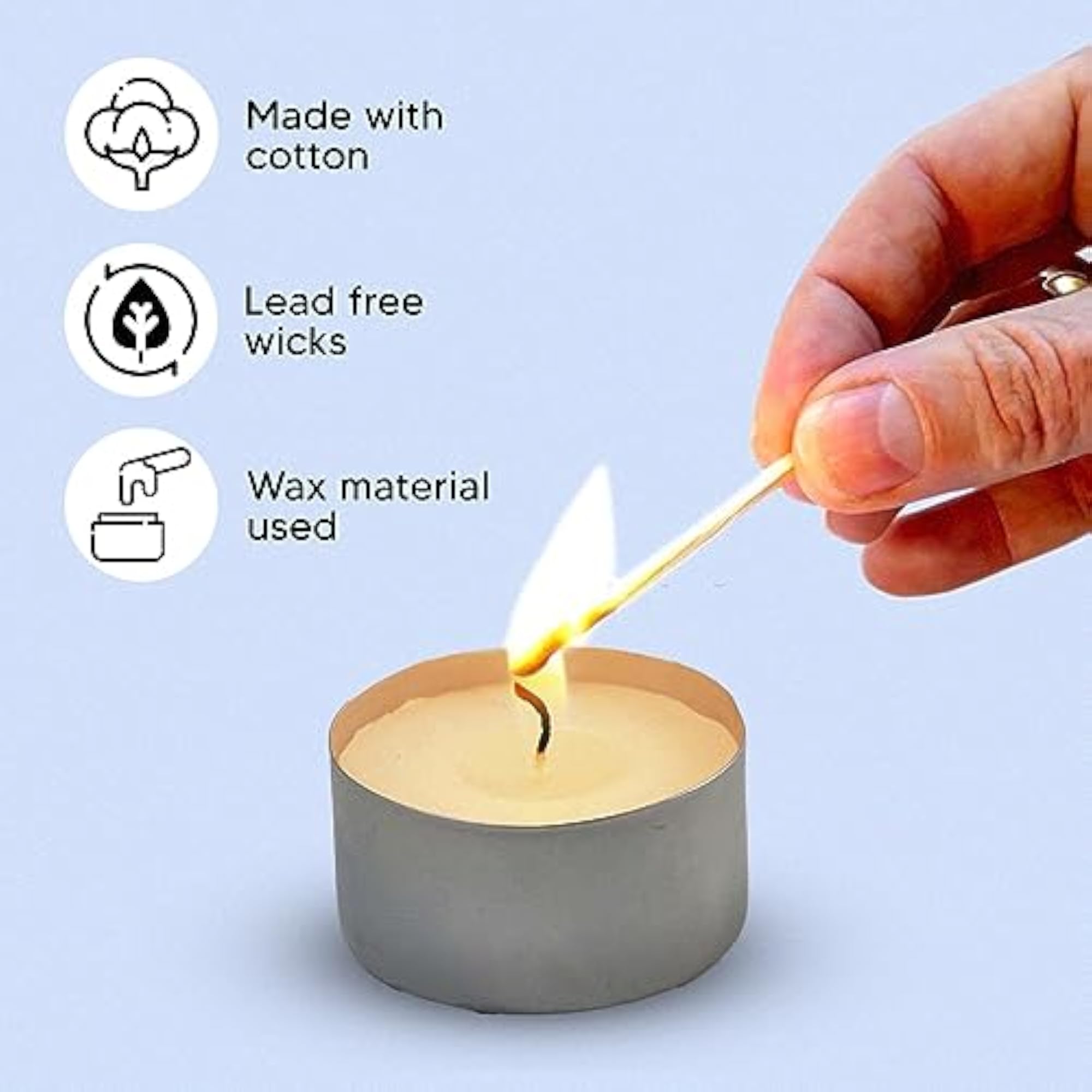 Pack of 50 Long Lasting Unscented Tea Light Candles