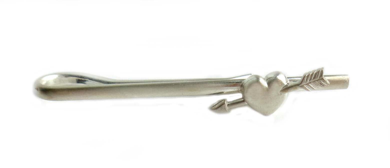 Krawattenschieber 925er Silber mit Herz & Pfeil matt m.i.Germany + Geschenkbox