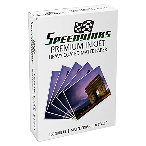 Speedy Inks Heavy Coated Matte Inkjet Paper 8.5X11 High Resolution (100-Pack) Compatible with the following HP Printer Model HP printer Officejet Pro 8600