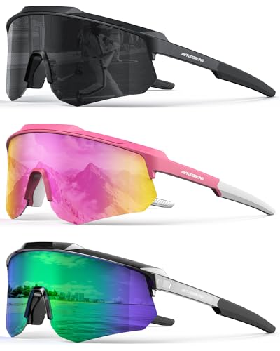 OUKEMAX Polarized Sports Sunglasses for Men Women, UV400 One-Piece Lens Sport Shades for Baseball, Running, Cycling, Fishing