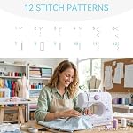 Sewing Machine for Beginners with Extension Table, Mini Electric Portable Sewing Machine with 12 Stitches LED Light and Accessories Kit for Clothes, Pillowcases