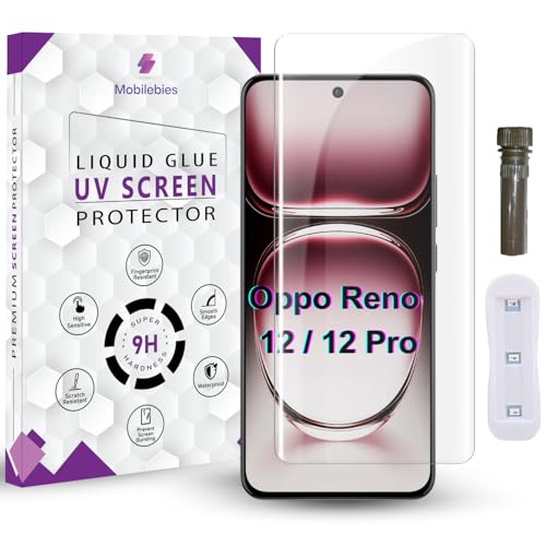 Image of Advanced HD+ UV Tempered Glass Screen Protector For Oppo Reno 12 / Reno 12 Pro (6.7 Inch, Pack of 1) Full Adhesive UV Curved Screen Guard, Case Friendly with installation kit