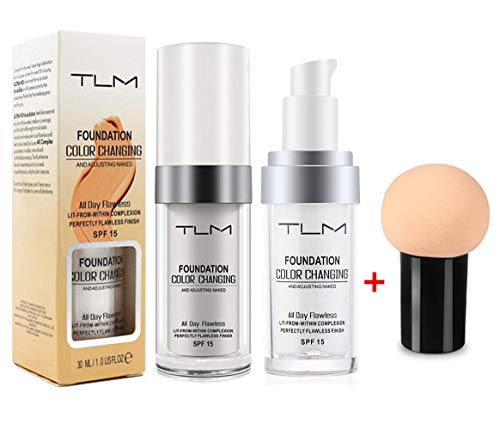2Pack TLM Colour Changing Foundation Nude Face Liquid Cover Concealer Moisturizing Concealer Cover Cream Sunscreen, Non-greasy, Non-marking, Long lasting Makeup Concealer