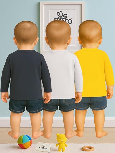 Image of Kidbee Baby Front-Open Cotton Jabla /Top, Full Sleeve, Unisex, Months, Pack of 3