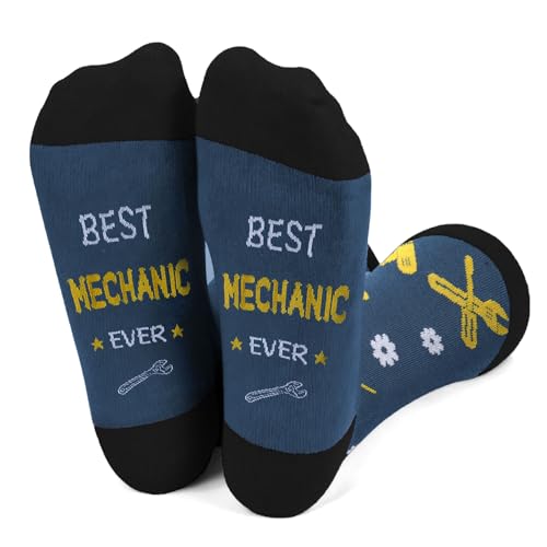 QONCV Mechanic Gifts, Best Mechanic Socks Gifts for Men Woman Car Auto Airplane Aircraft Mechanics Appreciation Thank You Halloween Christmas Stocking Fillers Birthday Presents Mechanical Accessories
