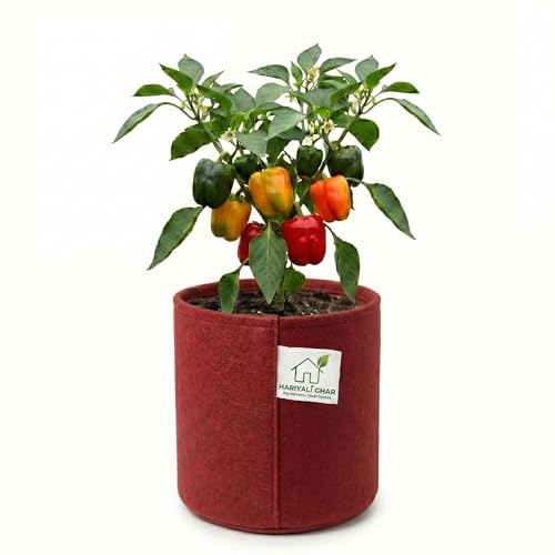 Image of 400 GSM Geo Fabric Round Grow Bags 18x18 Inch, Red Planting Bags for Terrace and Kitchen Gardening Pack of 1