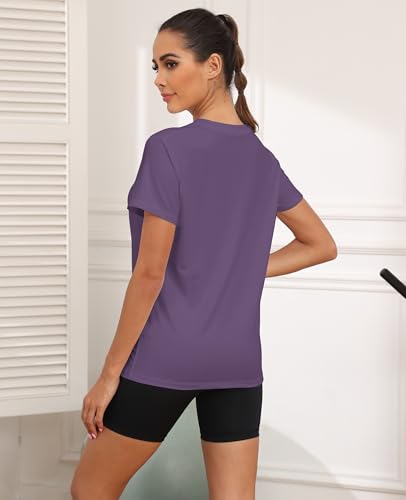 Image of KevaMolly Workout Tops for Women UPF50+ Breathable Loose Fit Yoga T Shirts Short Sleeve Running Gym Athletic Tee Top