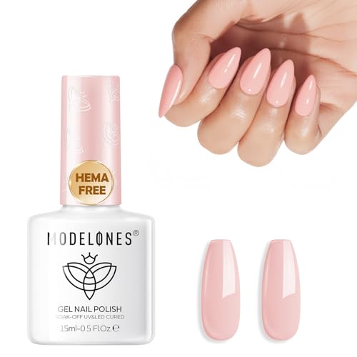 Image of modelones Pink Gel Nail Polish 15ML, Hema Free Summer Pastel Soak-Off UV Gel Polish - 28+Days Long-Lasting Nail Art DIY Manicure Kit Home Salon Women Gifts