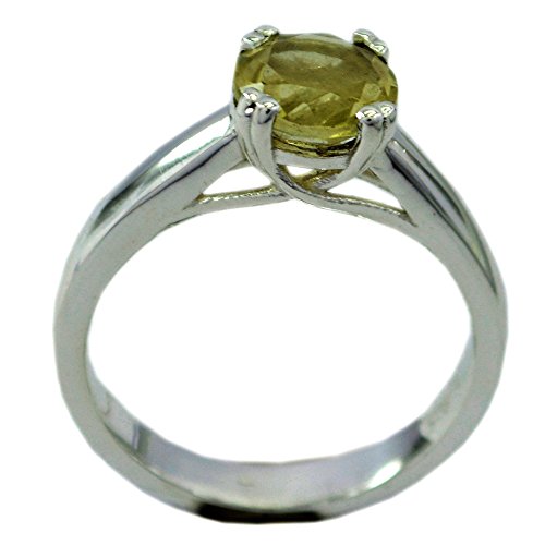 Bague en argent véritable avec quartz citron à offrir pour un anniversaire