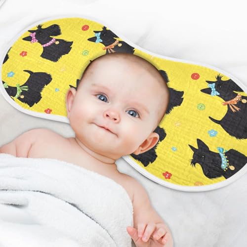 J JOYSAY Terrier Dogs Yellow Baby Burp Cloths for Boys Girls Large 22''x11'' Cotton 4 Layer Baby Washcloth for Baby Drool one sizex44