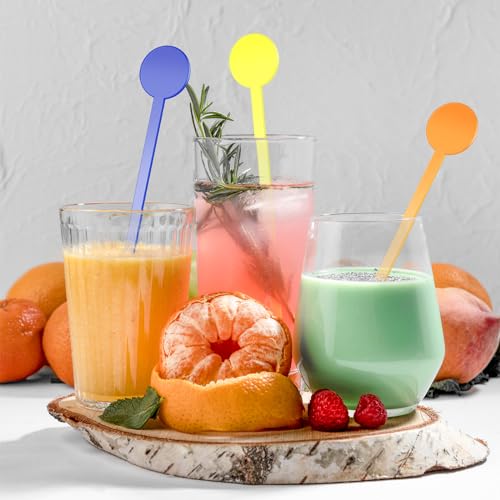 Sliverdew 578999_2_TAI6V18I 80Pcs 7 Inches Drink Swizzle Sticks Disposible Plastic Disc Top Drink Stirrers Coffee Whiskey Stirrers Drinks Mixing Rod thumb #2