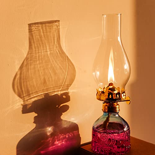 2 Pieces Oil Lamps For Indoor Use, Vintage Kerosene Lamp Oil Lantern Gradient Color Glass Oil Lamp Lanterns Indoor Decorative Hurricane Lamp Oil Lantern For Tabletop Decor Lighting #TOP6