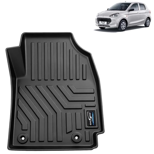 Image of KINGSWAY Accessories Custom-Fit TPE 5D Car Floor Mats Only Compatible with Maruti Suzuki Alto K10 | Year 2022 to 2023 | Set of 3 Pcs | All Weather Anti Slip Foot Mat | Black | 2 Years Warranty