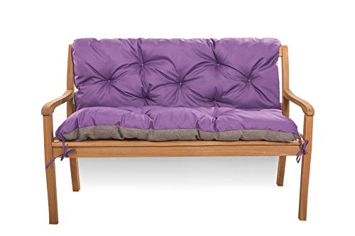 Cojín de asiento para columpio de Hollywood, resistente a la intemperie, cojín de banco para exteriores, columpio de jardín, cojín con respaldo (150 x 50 x 40 cm), color morado