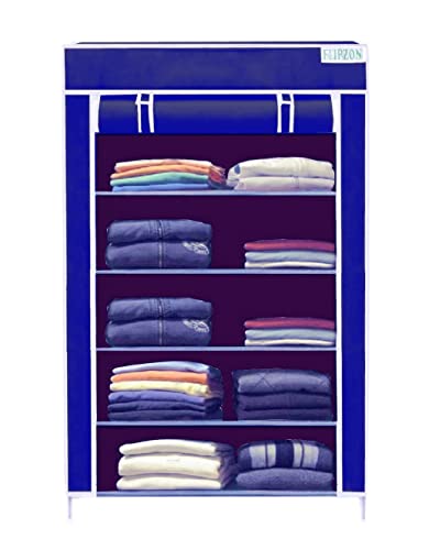 Image of FLIPZON | 5 Shelves Baby Foldable Wardrobe | Non-Woven Fabric Shelves | Blue