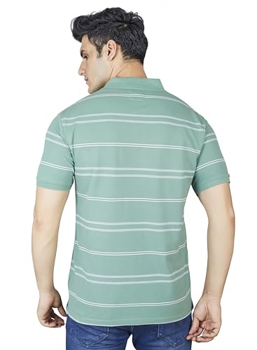 Image of PRORIDERS Half Sleeve 100% Pure Cotton Fabric Collared Regular Fit Men's Polo Striper Tshirt with Pocket for Casual wear