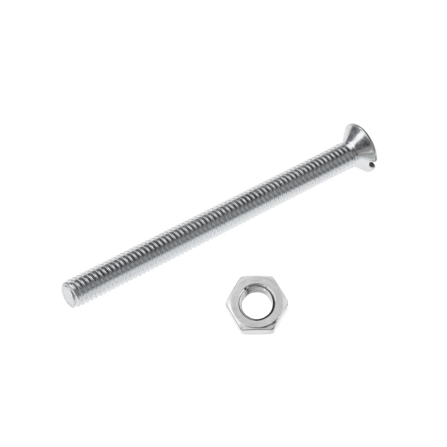 Merriway Bright Zinc Plated Bh04306 (23 Pcs) Slotted Countersunk Head Machine Screws With Nuts, M4 X 40Mm (5/32 Inch X 1.1/2 Inch) - Pack Of 23 Pieces