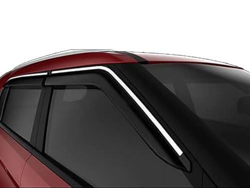 CAR SAAZ Chrome Line Door Visor for BALENO (2019-2021) (Set of 4Pcs) | Rain Guard | Wind Deflector