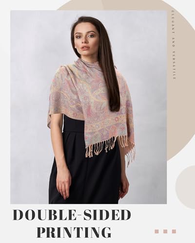 Chuarry 6 Pcs Paisley Pashmina Shawls and Wraps Bulk for Women Cashmere Scarf Tassels Soft Wrap Stole Two Tones Wedding Gift4