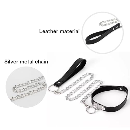 Halsband Damen für Sex, BDSM Halsbänder Leine Ketten, Fetisch Collar für Sexspielzeug & Bondage, Sexhalsbänder für Paare, Männer & Frauen (Schwarz)
