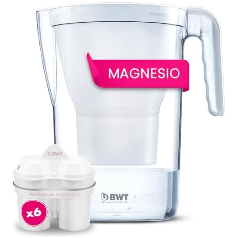 BWT Vida Manual - Water Filter Jug with Magnesium + Pack of 6 Filters Water Pitcher, 2.6 L White Cover