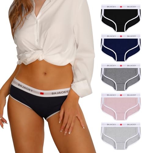 PHOLEEY Slip Unterhosen Damen Unterwäsche Feuchtigkeitsableitende Baumwolle Atmungsaktives Bikini Höschen für Frauen Weiche Bequeme Slips 5er-Pack S