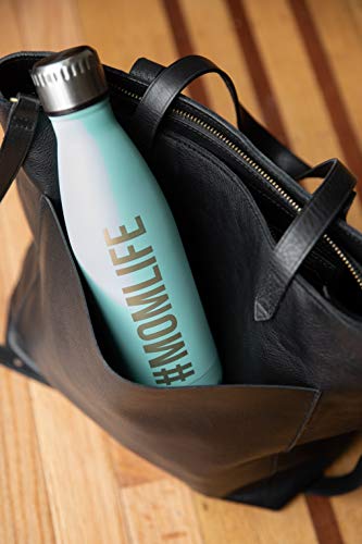 Pearhead #Momlife Stainless Steel Travel Water Bottle, BPA-Free Keepsake for New and Expecting Mothers, Teal, 17oz - Image 2