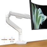 ErgoUnion Moniteur unique - Moniteur unique de bras de bureau, Ajustable de contrôle d'ordinateur bras avec VESA Mont, Moniteur d'ordinateur Mont pour moniteurs plats/courbés de 17-40" 33.1 Lbs, blanc
