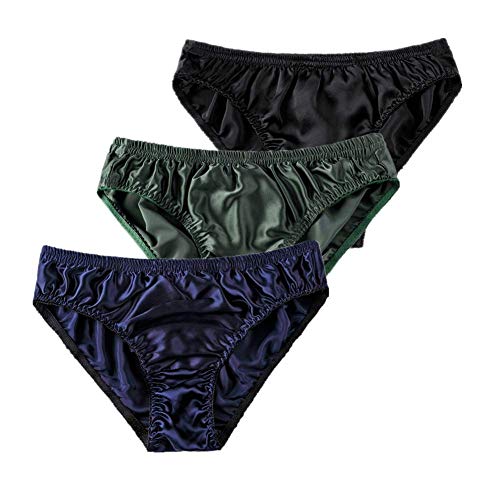 Mens Panties 100% Silk Satin Briefs Pure Mulberry Silk Basic Underwear Sexy Soft Thongs Bikini